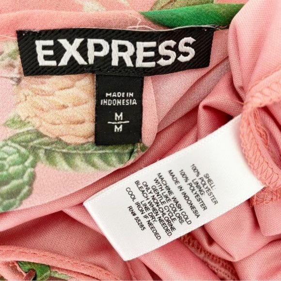 Express pink floral sheer chiffon cinched waist dress M - Picture 14 of 15
